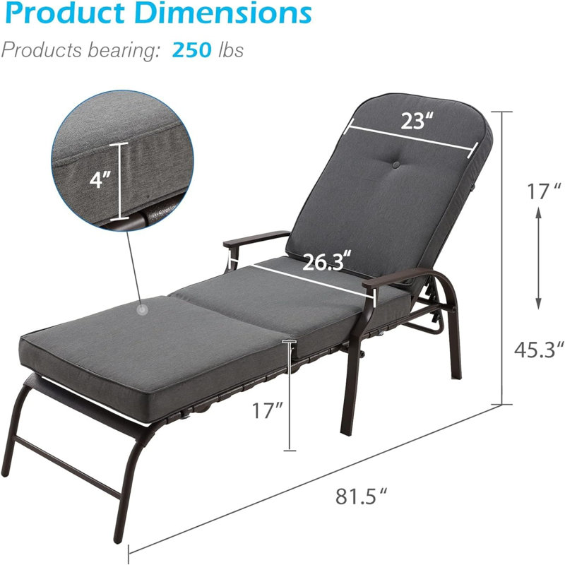 Chaise longue d'extérieur réglable 2 pièces, Gris