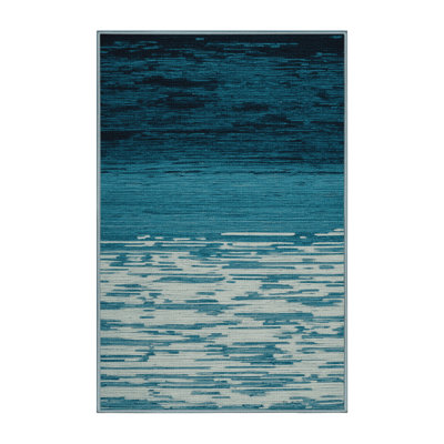 Washable Ocean Depth Gradient Coastal Area Rug