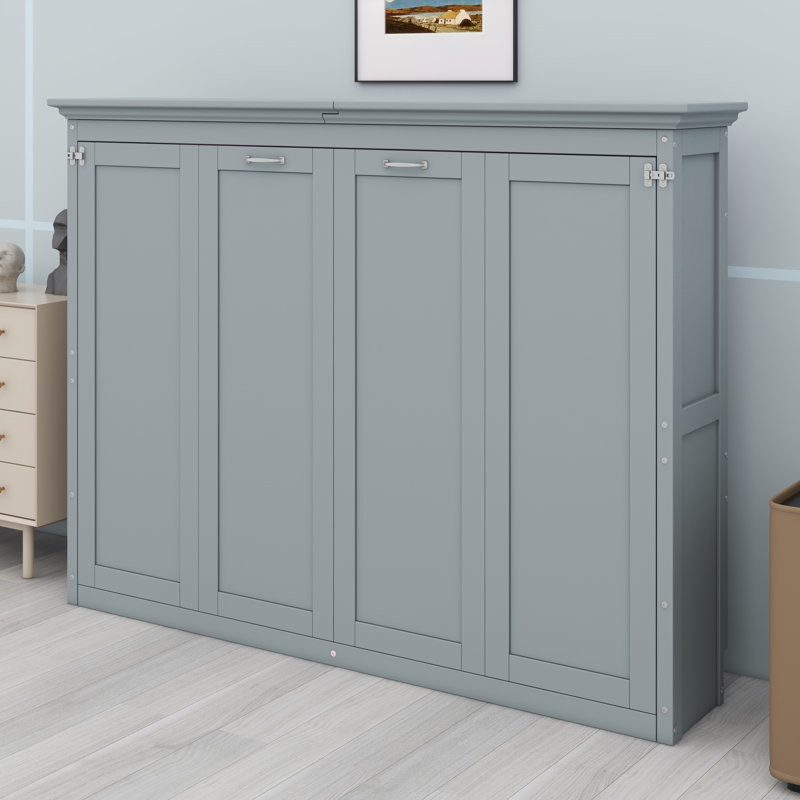 Système de lit escamotable avec une armoire intégrée, Gris