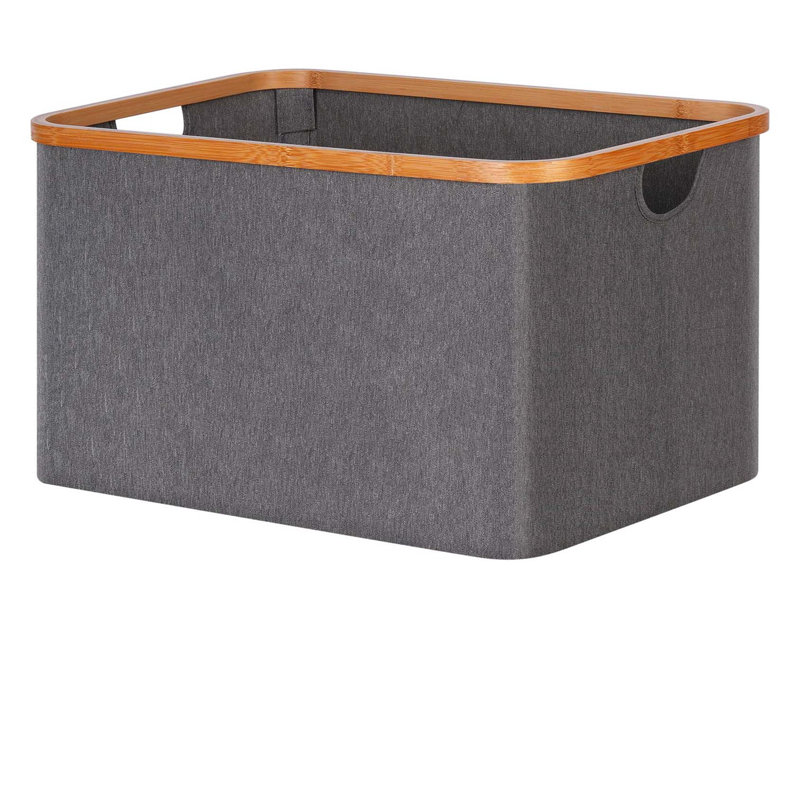 Bhargava Fabric and Bamboo Laundry Basket, 30 x 54 x 37, Grey