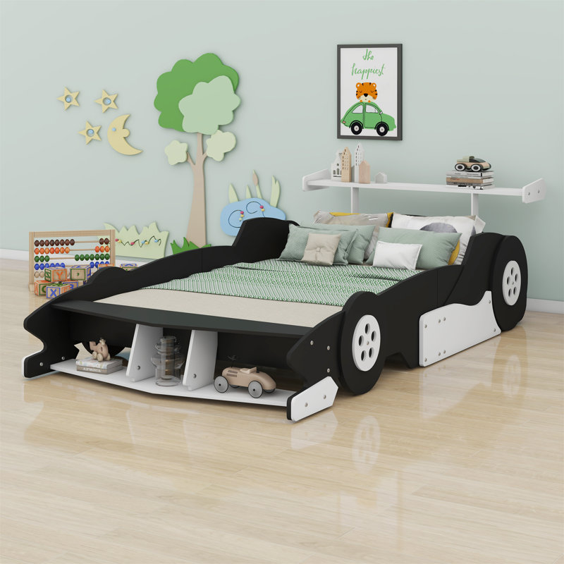 Lit plateforme avec roulettes Race, Noir / blanc
