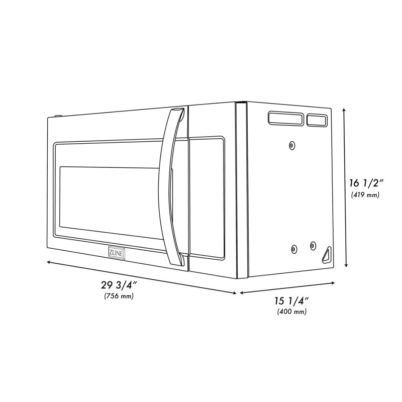 ZLINE 30 in. Over-The-Range Convection Microwave Oven in Steel with Traditional Handle, Satin Stainless Steel