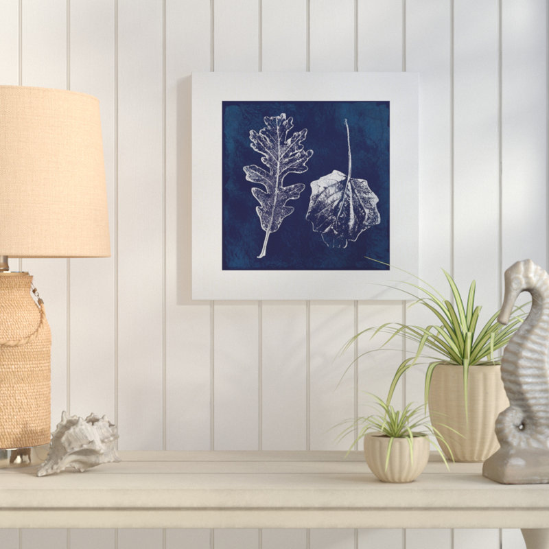 « cyanotype oak leaves », reproduction d’impression sur toile tendue, H 40 po x l 40 po x P 1,5 po, Toile tendue