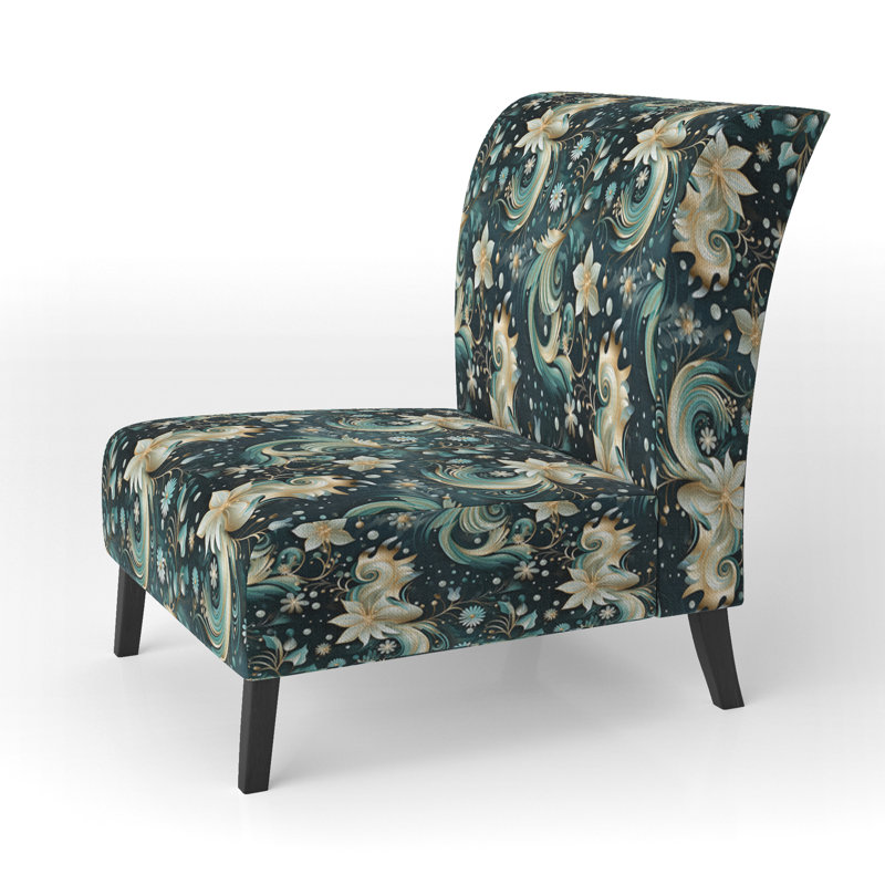 Modern Sea Paisley Spirals - Fauteuil de chambre rembourré Boho, fauteuil d'appoint vert