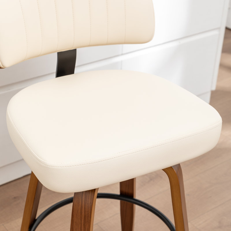 Tabouret de bar Oundle Mid-Century, Beige, Tabouret de comptoir (siège d'une hauteur de 26 p