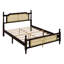 Base de lit en bois avec tête de lit en rotin-659028499-659028500