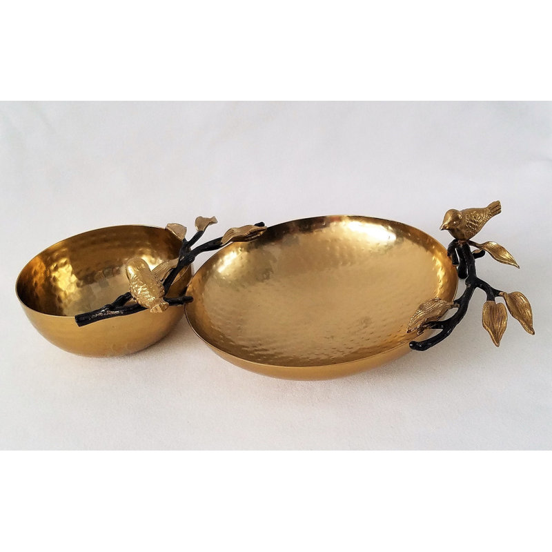 Ensemble de 2 plateaux à croustilles et oiseaux Darrill Darrill