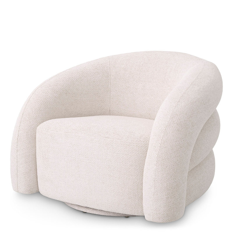 Fauteuil demi-tonneau de 35,83 po Novelle, Mélange de polyester blanc cassé Lyssa