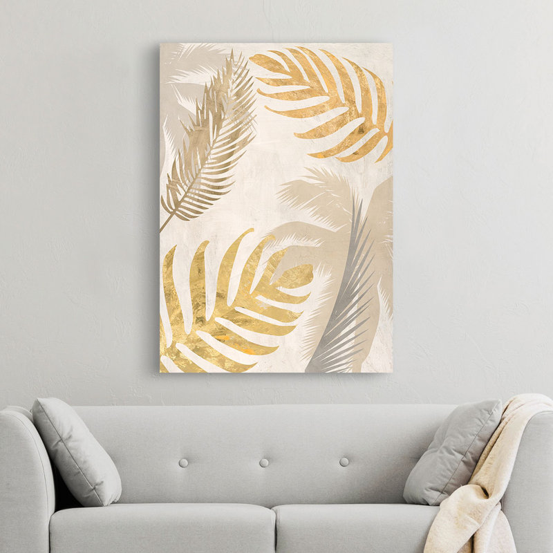 Palm Leaves Gold III by Eve C. Grant - Wrapped Canvas Art Prints, 100cm H x 70cm W x 4cm D