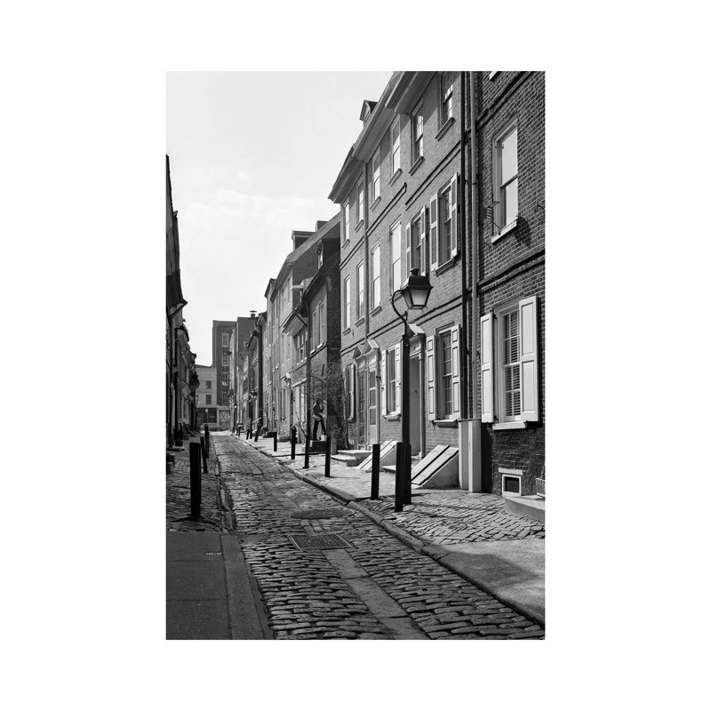 1960s Elfreth's Alley A Narrow Colonial Belgian Block Street Lined With Quaint Row Homes Philadelphia Pennsylvania USA - Wrapped Canvas Print