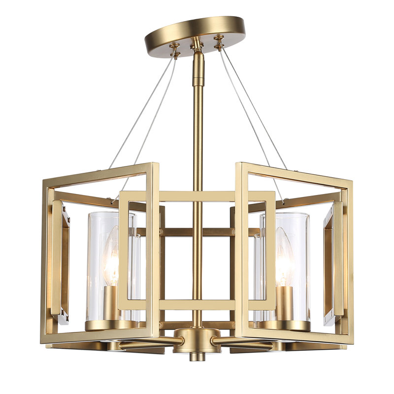 Marco 4-Light Semi-Flush in Brushed Champagne Bronze with Clear Glass