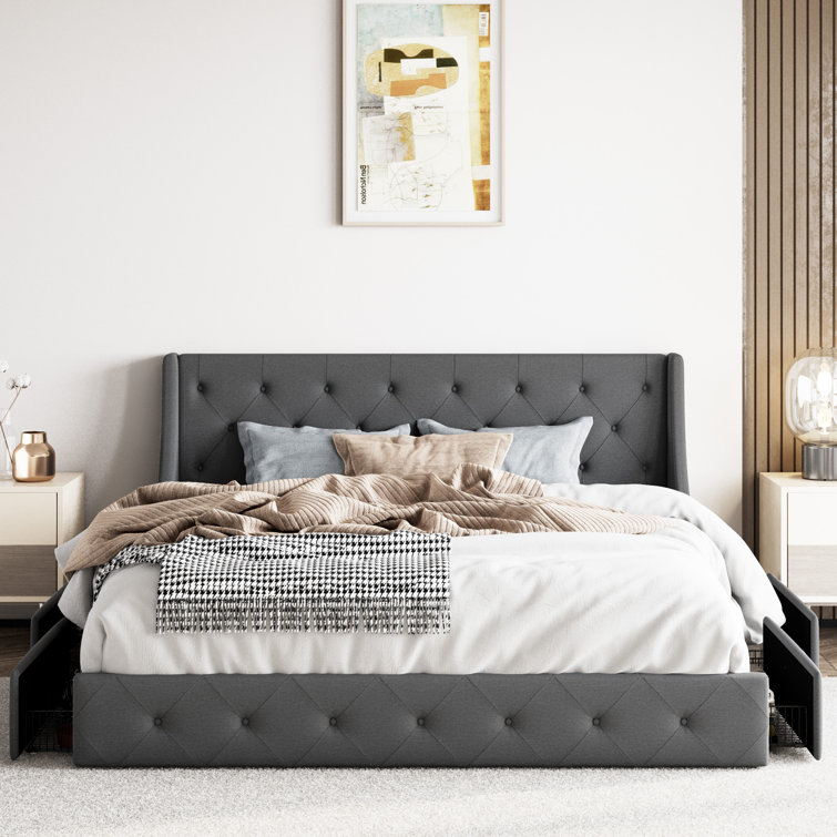 Brij Upholstered Low Profile Storage Platform Bed Red Barrel Studio Color: Light Gray, Mattress Size: Queen