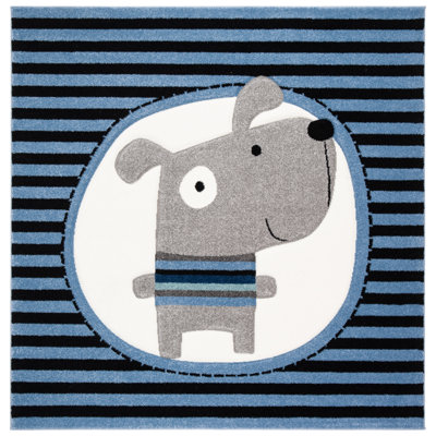 Burgan Animal Print Navy Area Rug