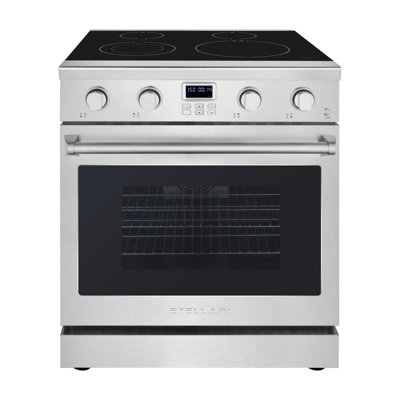 30 po Stellari 4 éléments 5,0 pi³ Cuisinière électrique autoportante en acier inoxydable, avec double élément extensible, four à convection