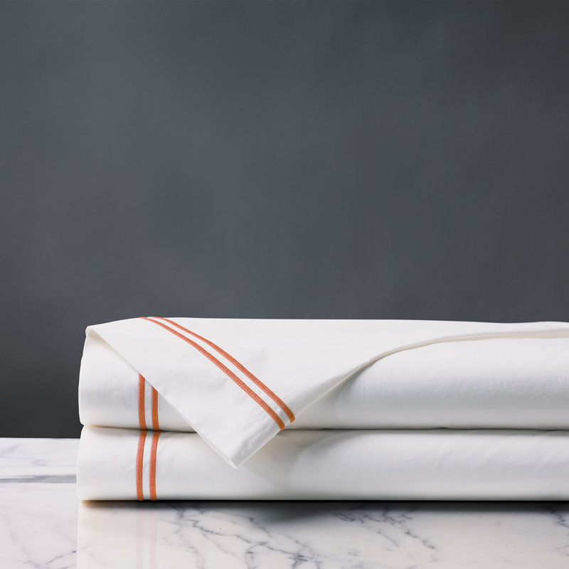 Enzo 100% Cotton Percale Flat Sheet, Coral, Twin Flat Sheet