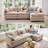 109" Chenille Modular Sectional Sofa with Ottoman, Deep Seat L-Shaped Couch with Side Pockets & 5 Pillows-1528537794