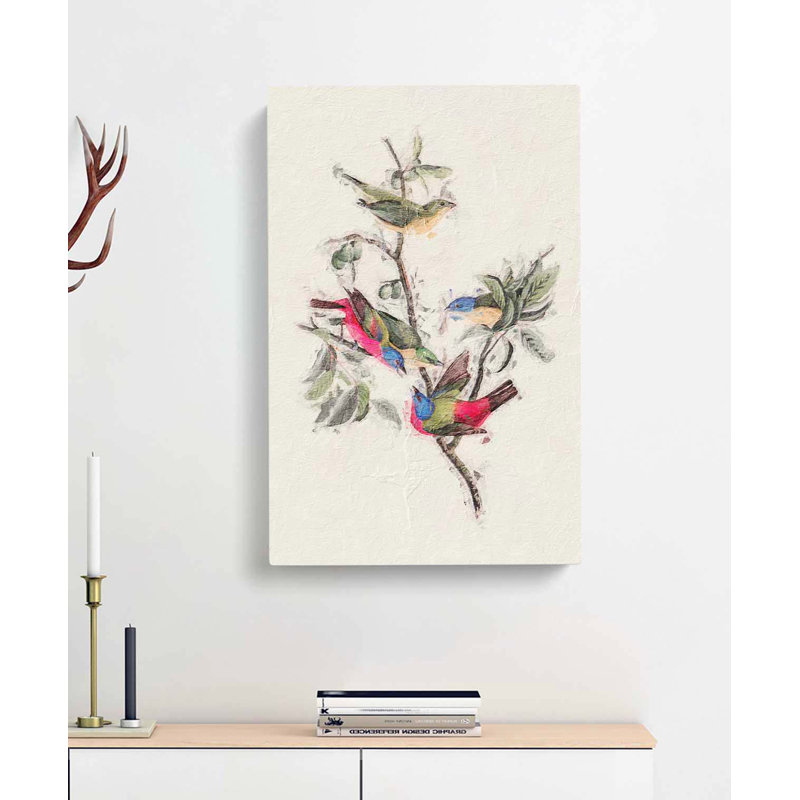 Painted Finches by John Audubon - Wrapped Canvas Painting, 76cm H x 50cm W x 3cm D