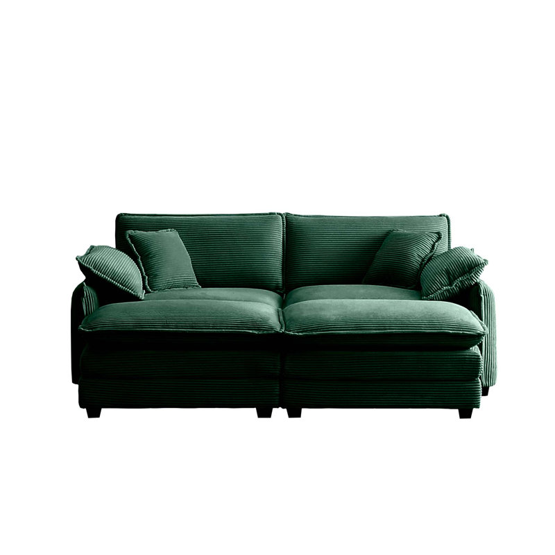 Kadeija Corduroy U-Shaped Sectional Reversible, Green Corduroy
