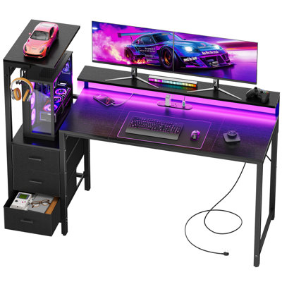 Metal Base Computer Desk with Power Outlet