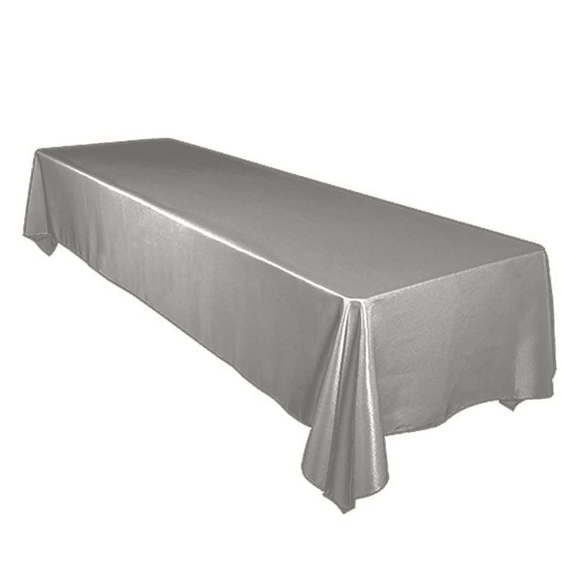 Tiano Solid Polyester Tablecloth, 72" x 58", Silver