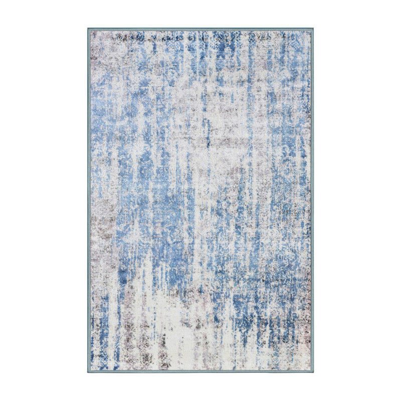 Tapis abstrait bleu / gris Contrada, Rectangle 2 pi x 4 pi