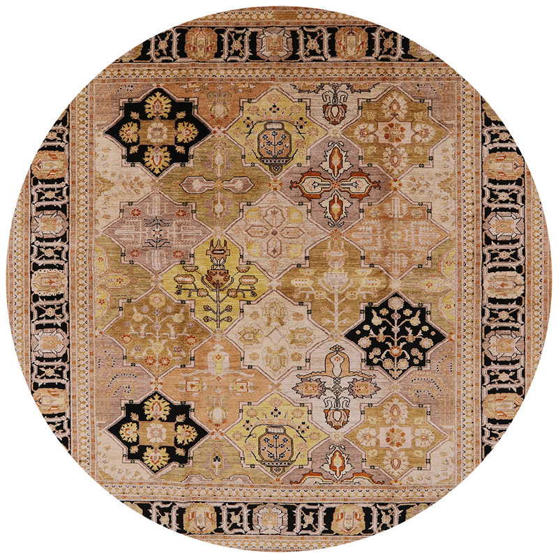 Tapis beige / noir Sibbi Southwestern, Rond 4 pi