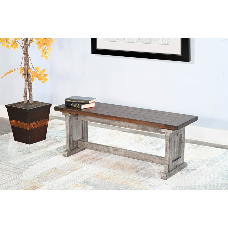 Edenbridge Wood Dining Side Bench, Alpine Gray/Tobacco