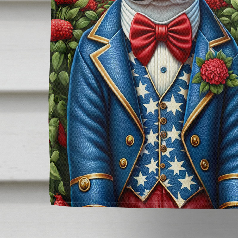 Drapeau «All American House», Boston terrier noir / bleu / rouge