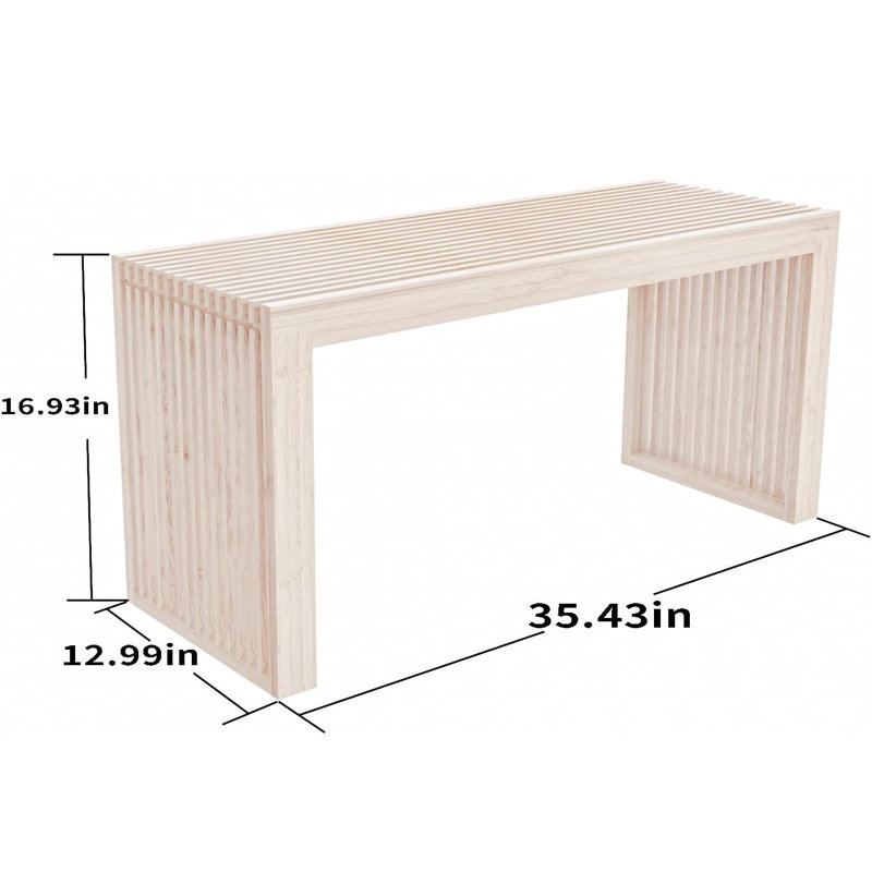 Seamas Bamboo Bench, Farmhouse Dining Bench Entryway Bench for Living Room, Hallway, Bedroom, Bathroom, Beige