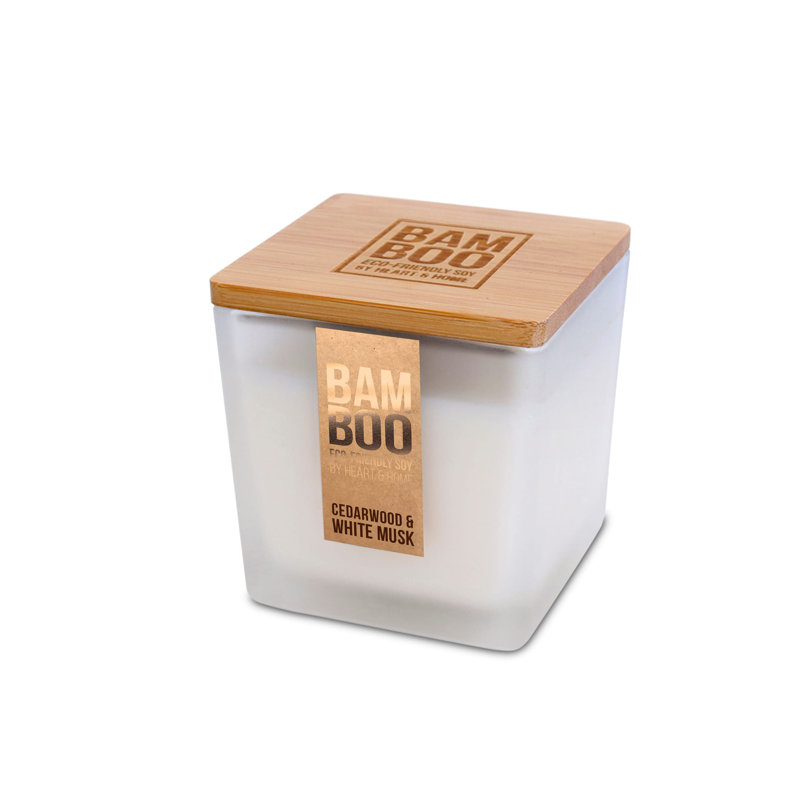 Bamboo Everyday Musk Scented Jar Candle with Glass Holder - Cedarwood & White Musk, 8.10" x 6.50" Jar, 573 Jar