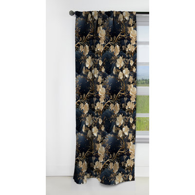 Moonlit Whispers Moody Patterns II - Damask Curtain - Blackout Damask Curtain - 1 Panels