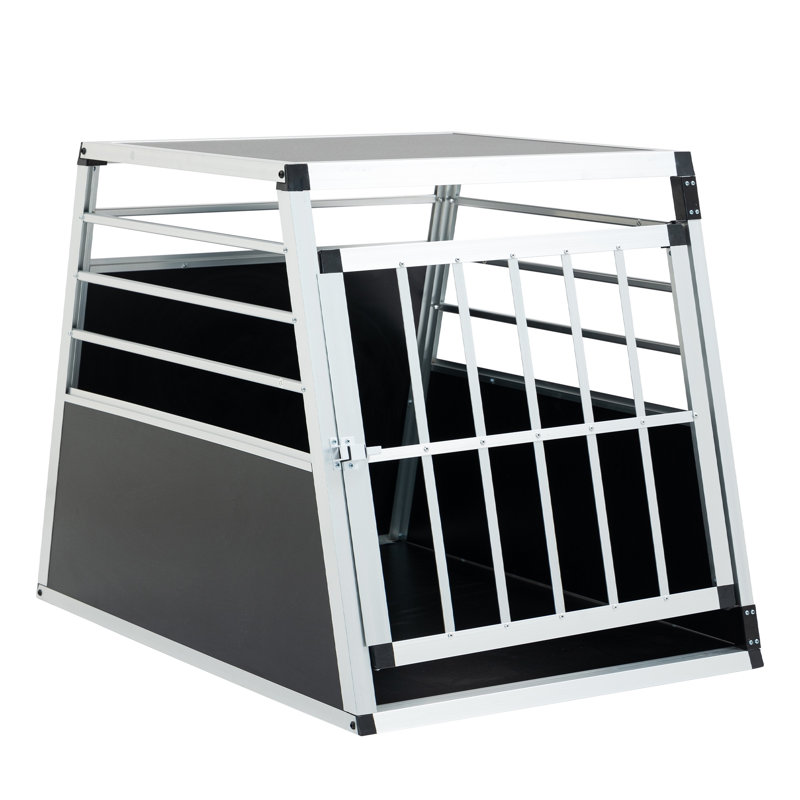 Caisse en aluminium pour chien pour coffre de voiture - Boîte de transport de voyage pour animaux de compagnie de qualité supérieure avec porte verrouillable