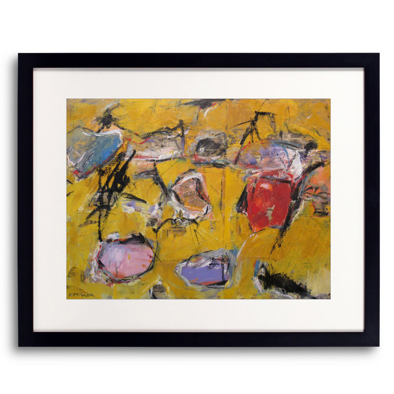Chevaux sauvages-2 par William O'Connor - Peinture, Papier avec cadre noir, 16" H x 20" W