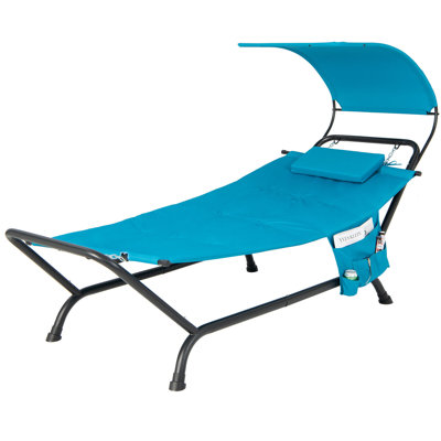 95.5 In. L X 40.5 In. W Metal Patio Chaise Lounge With Canopy