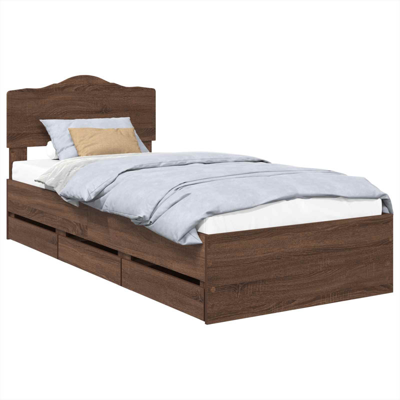 Bed, Brown Oak, Small Single (2'6)