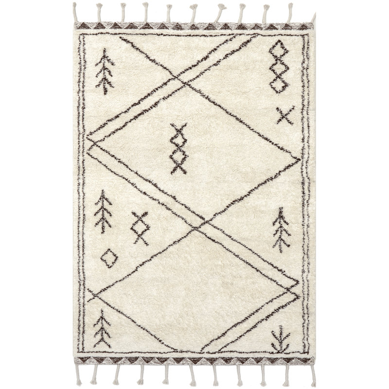 Prima Moroccan Wool Tassel Area Rug, Rectangle 6' x 9'
