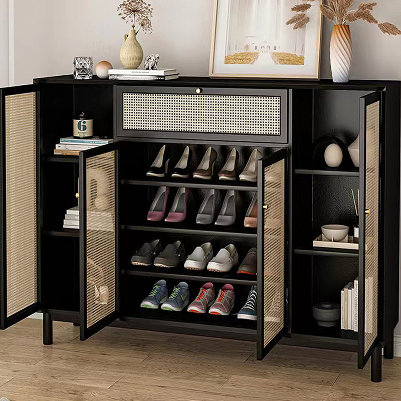 28 Pair Shoe Storage Cabinet, Black