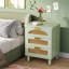 3-Drawer Rattan Nightstand Green-410697039