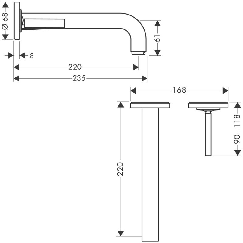 AXOR Citterio Wall Mounted Bathroom Faucet, Brushed Nickel