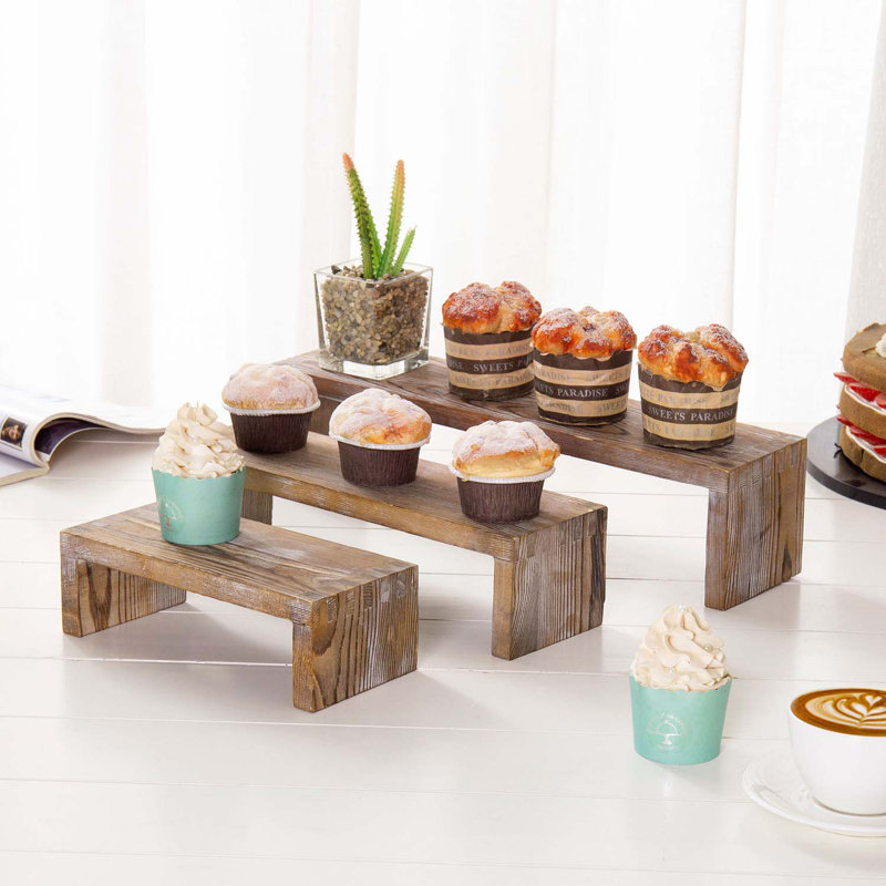 Wood Tiered Stand - Set of 3 Display Stands