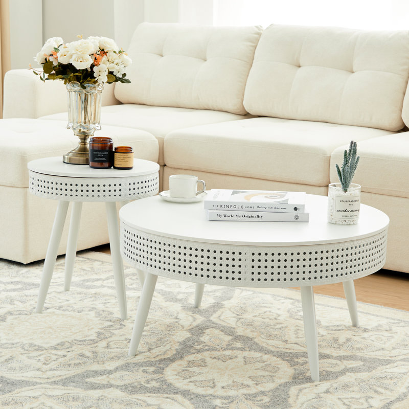 Ensemble de tables basses 2 pièces Mirlegava, Blanc