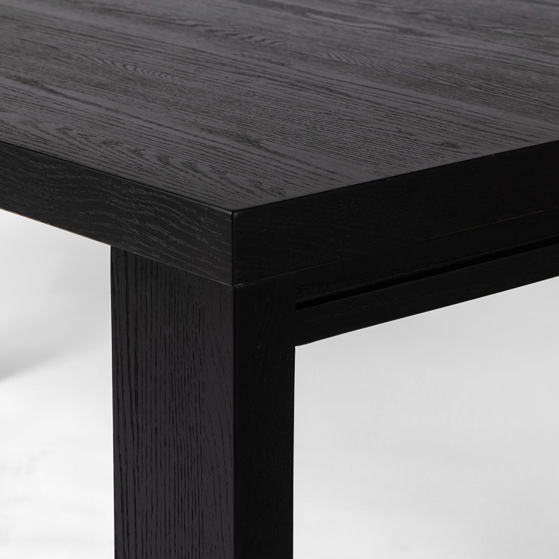 Millie Solid Oak Dining Table, 30" H x 72" L x 72" W, Drifted Matte Black Veneer