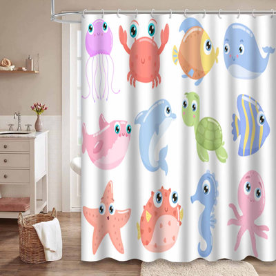 Blue Waterproof Shower Curtain,Shower Curtains for Bathroom with 12 Hooks