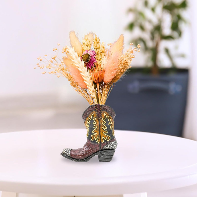 Mini-vase de cowboy en résine rustique Western