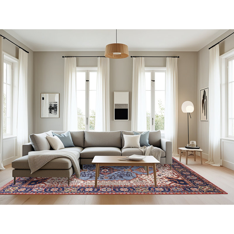 Tapis oriental bleu / beige, Rectangle 8 pi x 10 pi