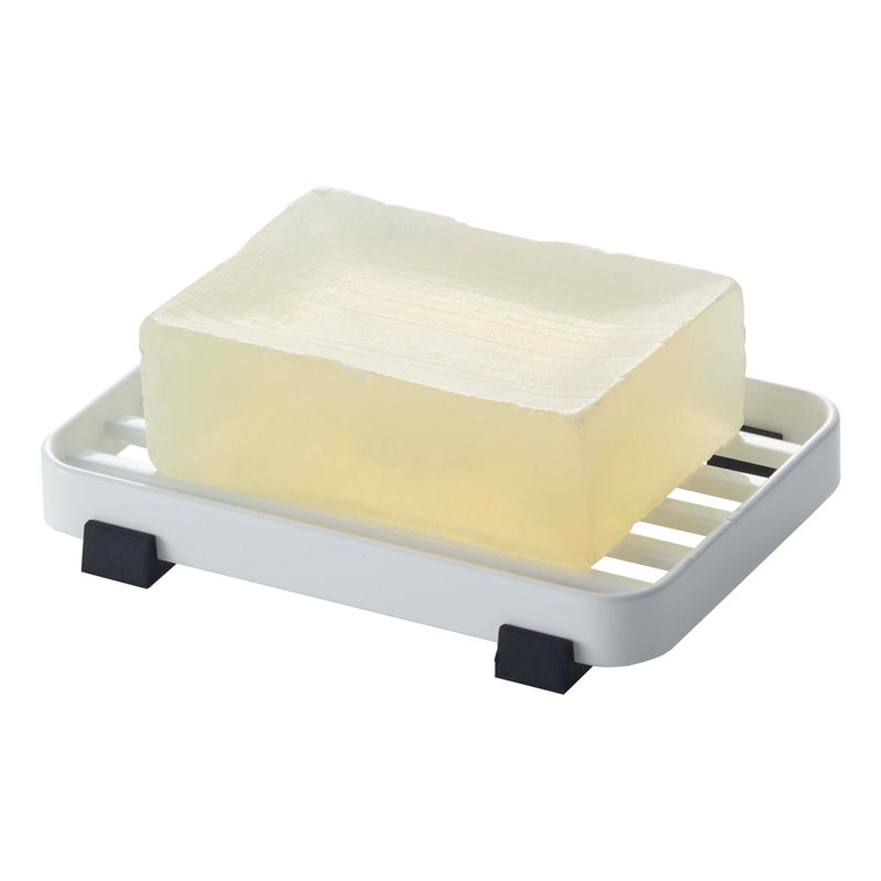 Yamazaki Home Soap Tray - Steel Holder Dish For Sink, Steel, Water Resistant, No Assembly Req., White