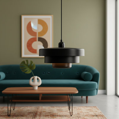Mid-century Modern 3-layer Metal Pendant Light – 13.7" Adjustable Vintage Chandelier For Living Room, Kitchen, Or Hallway