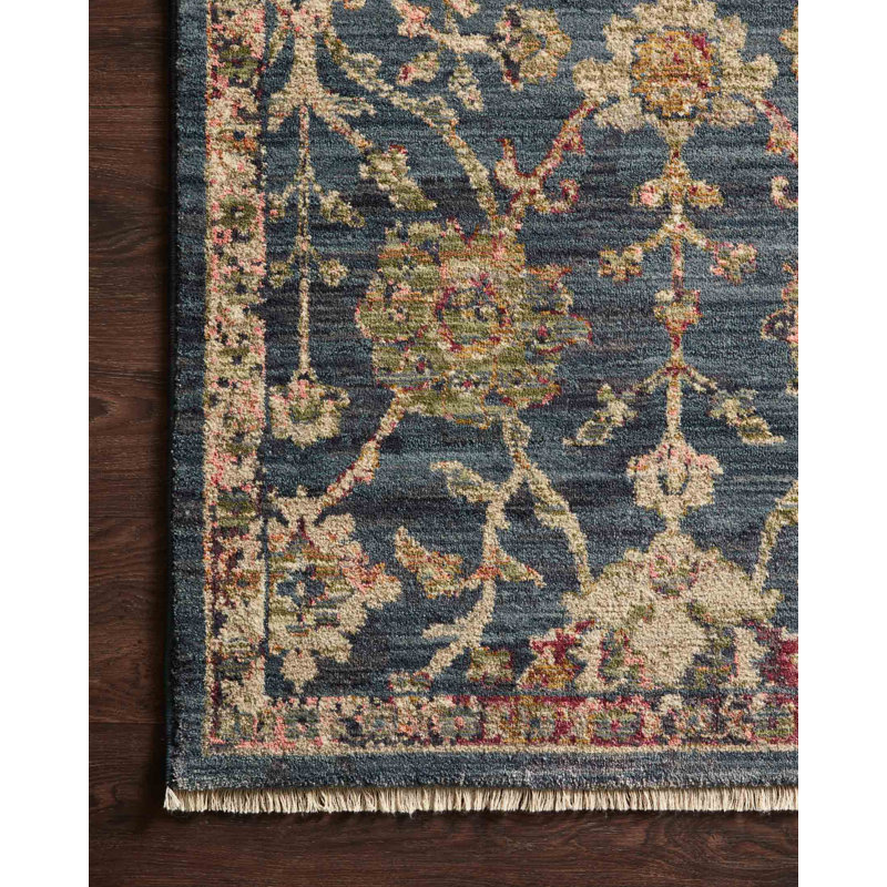Tapis oriental bleu / beige / gris, Tapis de couloir 2 pi 7 po x 8 pi