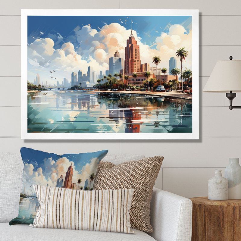 «Sunshines State Miami V», reproduction sur toile, Cadre photo blanc, H 34 po x l 44 po x P 1,5 po