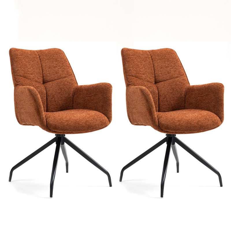 Modern Metal Frame Upholstered Swivel Dining chair, Orange